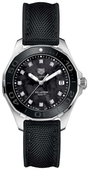 Tag Heuer Aquaracer Quartz Mother of Pearl Black Dial Black NATO Strap Watch for Women - WAY131M.FT6092 Buy Now By Tag Heuer