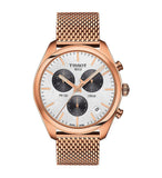 Tissot T Classic PR 100 Chronograph Silver Dial Rose Gold Mesh Bracelet Watch For Men - T101.417.33.031.01 Buy Now By Tissot