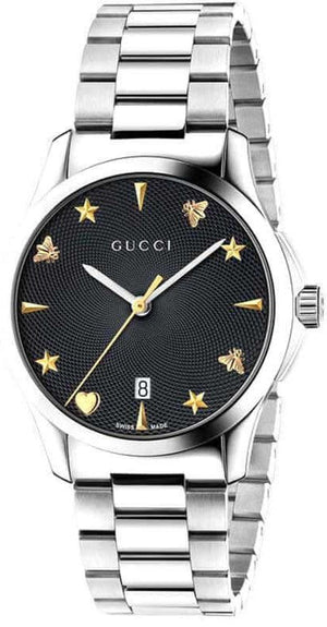 Gucci G Timeless Black Dial Silver Steel Strap Watch For Women - YA1264029A Buy Now By Gucci