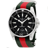 Gucci Dive Black Dial Two Tone NATO Strap Watch For Men - YA136206 Buy Now By Gucci