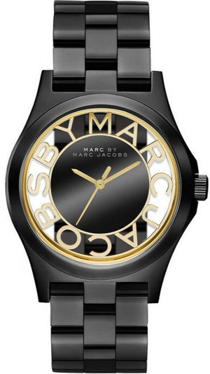 Marc Jacobs Henry Transparent Black Dial Black Steel Strap Watch for Women - MBM3255 Buy Now By Marc Jacobs
