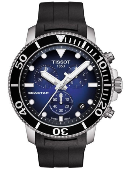 Tissot Seastar 1000 Chronograph Blue Dial Black Rubber Strap Watch For Men - T120.417.17.041.00 Buy Now By Tissot