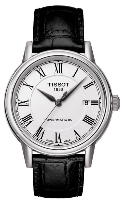 Tissot Carson Powermatic 80 White Dial Black Leather Strap Watch For Men - T085.407.16.013.00 Buy Now By Tissot
