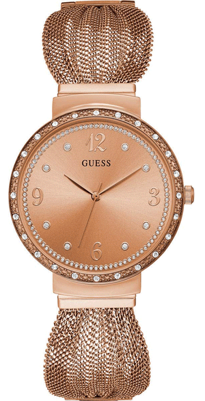 Guess Chiffon Rose Gold Dial Mesh Bracelet Watch For Women - W1083L3 Buy Now By Guess
