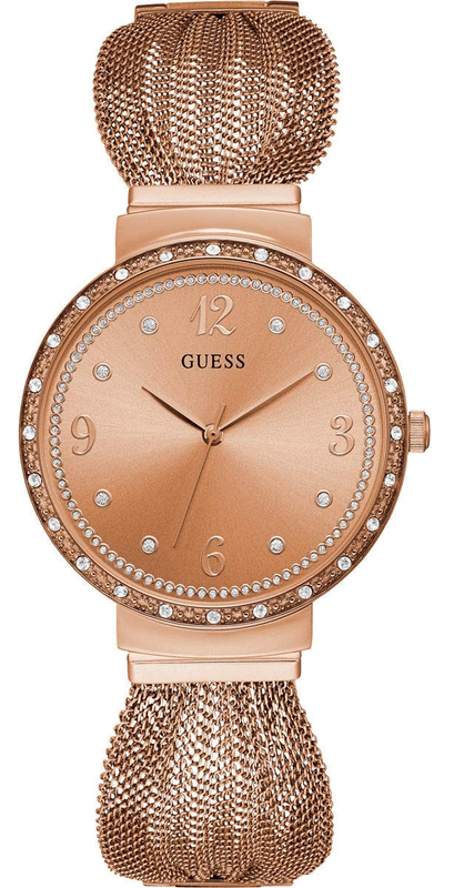 Guess Chiffon Rose Gold Dial Mesh Bracelet Watch For Women - W1083L3 Buy Now By Guess