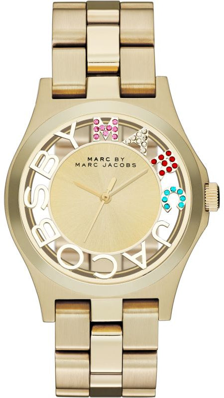 Marc Jacobs Henry Skeleton Gold Dial Gold Steel Strap Watch for Women - MBM3263 Buy Now By Marc Jacobs