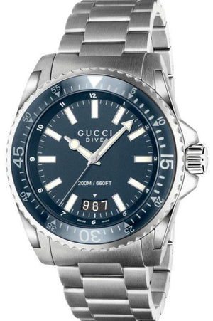 Gucci Dive Analog Blue Dial Silver Steel Strap Watch For Men - YA136203 Buy Now By Gucci