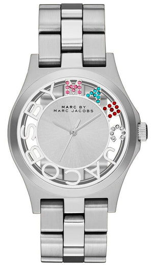 Marc Jacobs Henry Skeleton Silver Dial Silver Steel Strap Watch for Women - MBM3262 Buy Now By Marc Jacobs