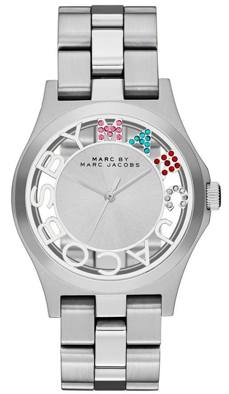 Marc Jacobs Henry Skeleton Silver Dial Silver Steel Strap Watch for Women - MBM3262 Buy Now By Marc Jacobs