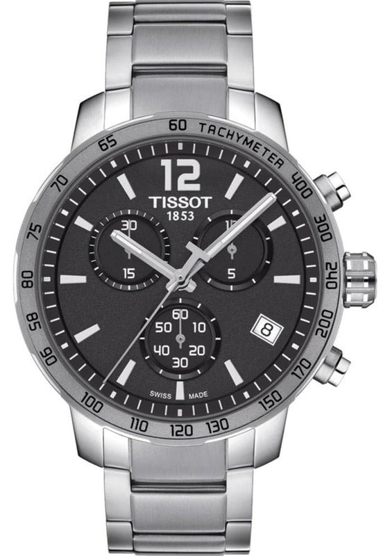 Tissot Quickster Chronograph Black Dial Silver Steel Strap Watch For Men - T095.417.11.067.00 Buy Now By Tissot