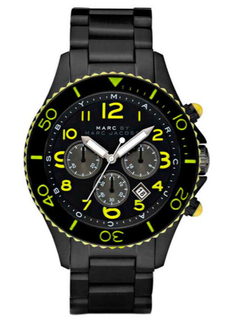 Marc Jacobs Rock Chronograph Black Dial Black Steel Strap Watch for Men - MBM5026 Buy Now By Marc Jacobs