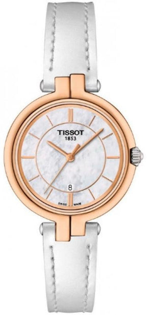 Tissot T Lady Flamingo Mother of Pearl White Dial White Leather Strap Watch For Women - T094.210.26.111.01 Buy Now By Tissot