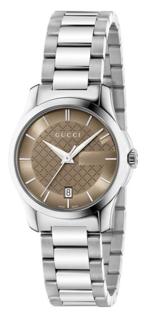 Gucci G Timeless Brown Dial Silver Steel Strap Watch For Women - YA126526 Buy Now By Gucci