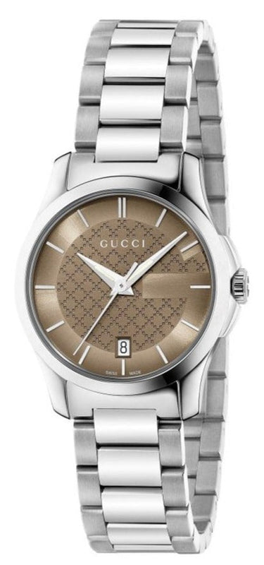 Gucci G Timeless Brown Dial Silver Steel Strap Watch For Women - YA126526 Buy Now By Gucci