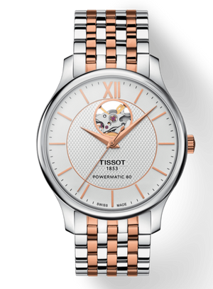 Tissot Tradition Powermatic 80 Open Heart Silver Dial Two Tone Steel Strap Watch For Men - T063.907.22.038.01 Buy Now By Tissot