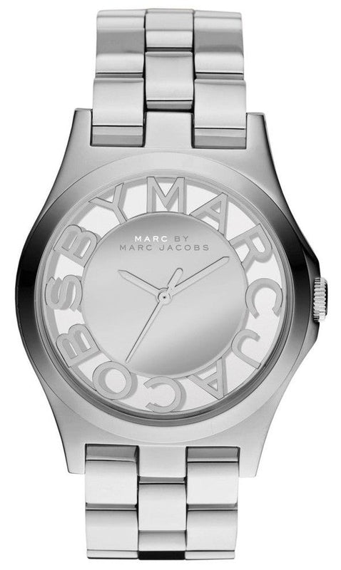 Marc Jacobs Henry Transparent Silver Dial Silver Steel Strap Watch for Women - MBM3205 Buy Now By Marc Jacobs