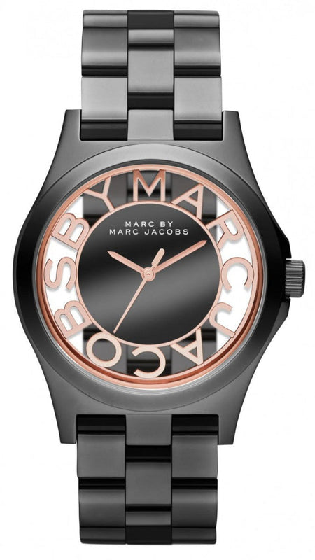 Marc Jacobs Henry Skeleton Black Dial Black Steel Strap Watch for Women - MBM3254 Buy Now By Marc Jacobs