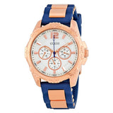 Guess Interpid White & Rose Gold Dial Blue Silicone Strap Watch For Women - W0325L8 Buy Now By Guess