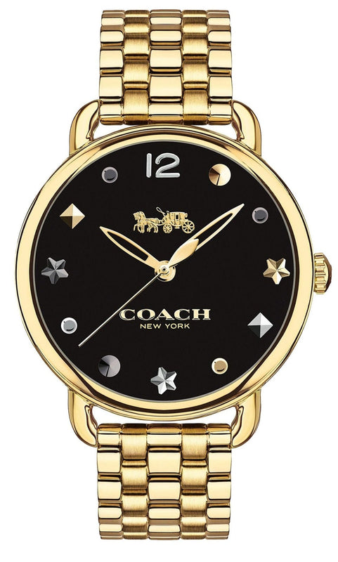 Coach Delancey Black Dial Gold Stainless Steel Strap Watch For Women - 14502813 Buy Now By Coach