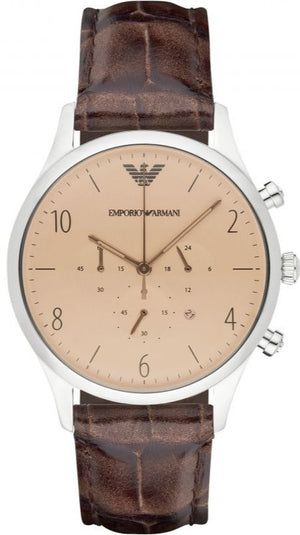Emporio Armani Classic Chronograph Cream Dial Brown Leather Strap Watch For Men - AR1878 Buy Now By Emporio Armani