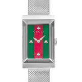 Gucci G Frame Red and Green Dial Silver Mesh Bracelet Watch For Women - YA147401 Buy Now By Gucci