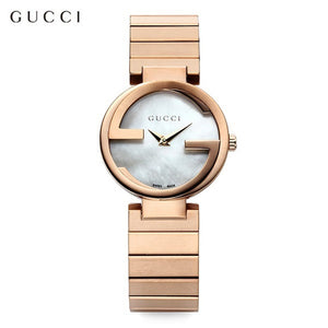 Gucci G Interlocking Mother of Pearl Dial Rose Gold Steel Strap Watch For Women - YA133515 Buy Now By Gucci