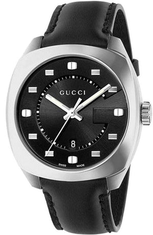 Gucci GG2570 Quartz Black Dial Black Leather Strap Watch For Men - YA142307 Buy Now By Gucci