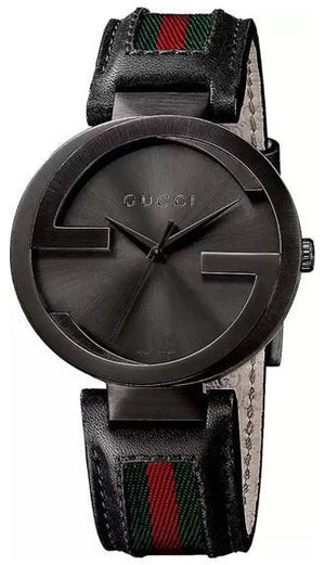 Gucci Interlocking G XL Black Dial Red & Green Leather Strap Watch For Men - YA133206 Buy Now By Gucci