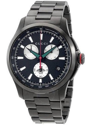 Gucci G-Timeless Chronograph Black Dial Black Steel Strap Watch For Men - YA126268 Buy Now By Gucci