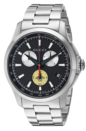Gucci G-Timeless Chronograph Black Dial Silver Steel Strap Watch For Men - YA126267 Buy Now By Gucci