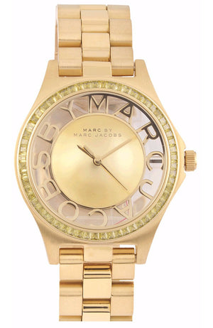 Marc Jacobs Henry Transparent Gold Dial Gold Steel Strap Watch for Women - MBM3338 Buy Now By Marc Jacobs