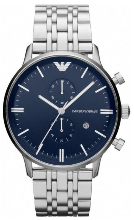 Emporio Armani Gianni Chronograph Blue Dial Silver Steel Strap Watch For Men - AR1648 Buy Now By Emporio Armani