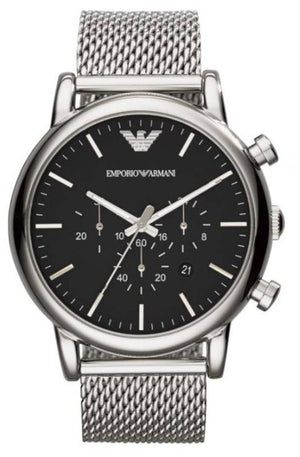 Emporio Armani Classic Chronograph Black Dial Silver Mesh Bracelet Watch For Men - AR1808 Buy Now By Emporio Armani