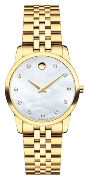 Movado Museum Classic Diamonds Mother of Pearl Dial Gold Steel Strap Watch For Women - 0606998 Buy Now By Movado