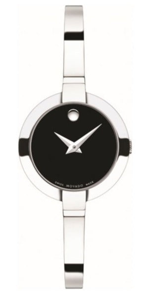 Movado Bela Black Dial Silver Steel Strap Watch For Women - 0606595 Buy Now By Movado
