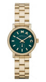 Marc Jacobs Baker Green Dial Gold Steel Strap Watch for Women - MBM3249