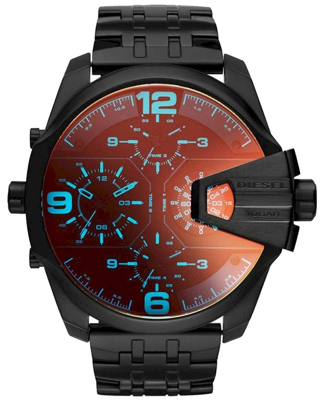 Diesel Uber Chief Chronograph Red Dial Black Steel Strap Watch For Men - DZ7373 Buy Now By Diesel