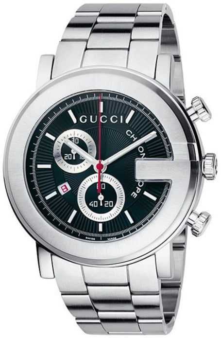 Gucci G Chrono Black Dial Silver Steel Strap Watch For Men - YA101309 Buy Now By Gucci