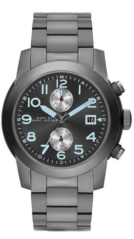 Marc Jacobs Larry Chronograph Black Dial Grey Steel Strap Watch for Men - MBM5051 Buy Now By Marc Jacobs