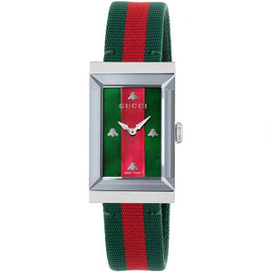 Gucci G-Frame Mother of Pearl Dial Two Tone Nylon Strap Watch For Women - YA147404 Buy Now By Gucci