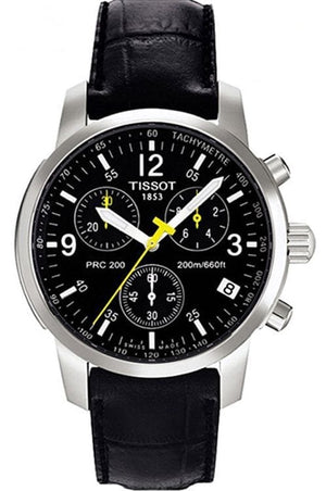 Tissot T Race PRC 200 Chronograph Quartz Black Dial Black Leather Strap Watch for Men - T17.1.526.52 Buy Now By Tissot
