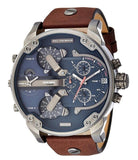 Diesel Mr Daddy Chronograph Blue Dial Brown Leather Strap Watch For Men - DZ7314 Buy Now By Diesel