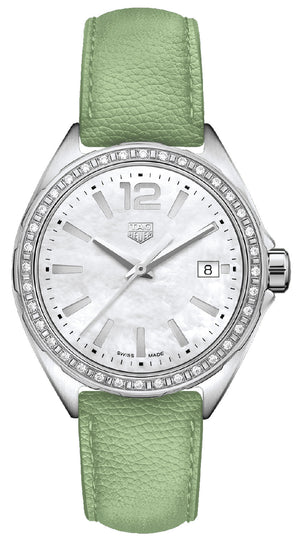 Tag Heuer Formula 1 Quartz Diamonds Mother of Pearl Dial Green Leather Strap Watch for Women - WBJ131A.FC8249 Buy Now By Tag Heuer