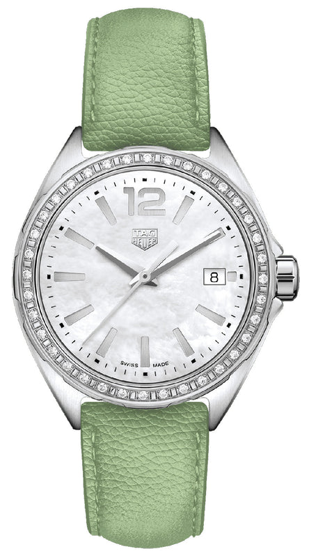 Tag Heuer Formula 1 Quartz Diamonds Mother of Pearl Dial Green Leather Strap Watch for Women - WBJ131A.FC8249 Buy Now By Tag Heuer