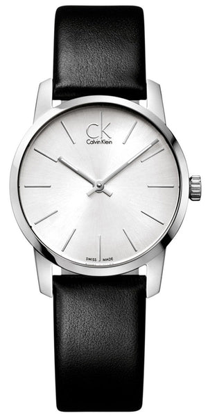 Calvin Klein City Silver Dial Black Leather Strap Watch For Women - K2G231C6 Buy Now By Calvin Klein