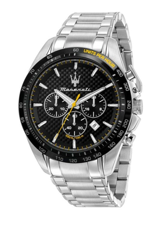 Maserati Traguardo Black Dial Silver Chronograph with Tachymeter Watch For Men - R8873612042 Buy Now By Maserati