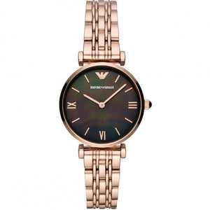 Emporio Armani Gianni T-Bar Black Dial Rose Gold Strap Watch For Women - AR11145 Buy Now By Emporio Armani