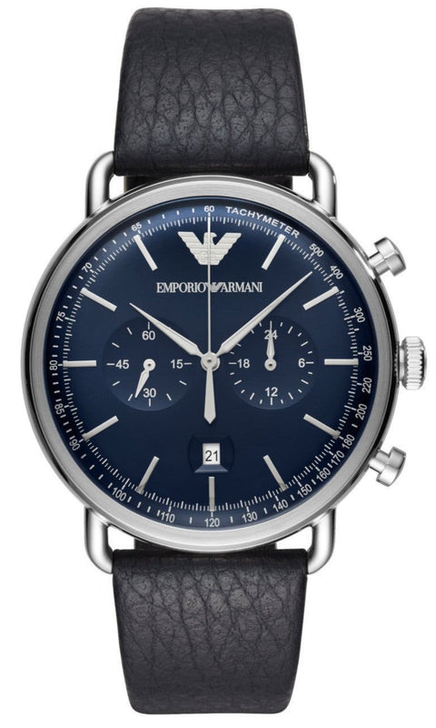 Emporio Armani Aviator Blue Dial Blue Leather Strap Watch For Men - AR11105 Buy Now By Emporio Armani