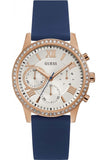 Guess Solar White Rose Gold Dial Blue Rubber Strap Watch For Women - W1135L3 Buy Now By Guess