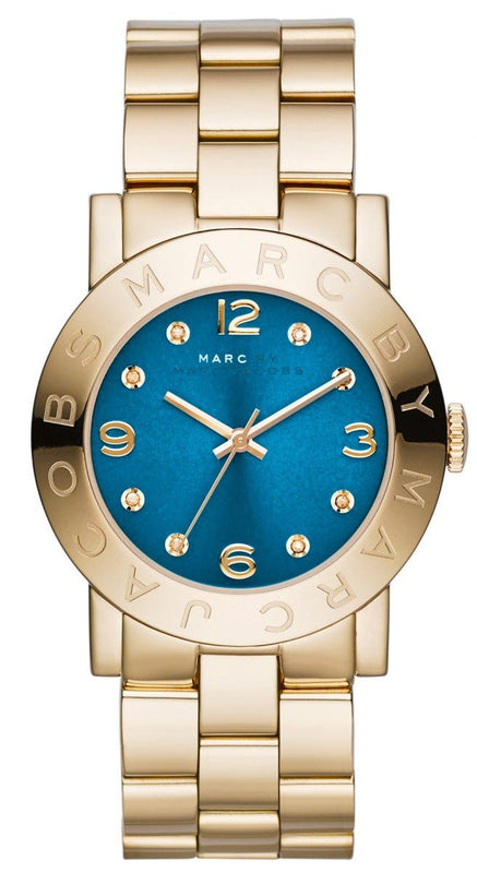 Marc Jacobs Amy Blue Dial Gold Steel Strap Watch for Women - MBM3303 Buy Now By Marc Jacobs